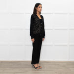 Michael Kors Black Cashmere Cardigan With Lace And Nude Front