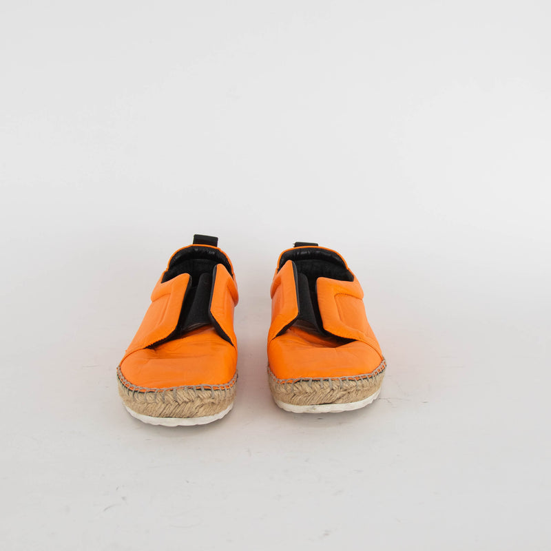 Pierre Hardy Orange Leather Espadrille Flat Shoes