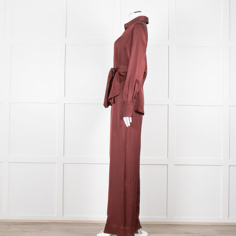 Second Female Brown Satin Wide Leg Trousers