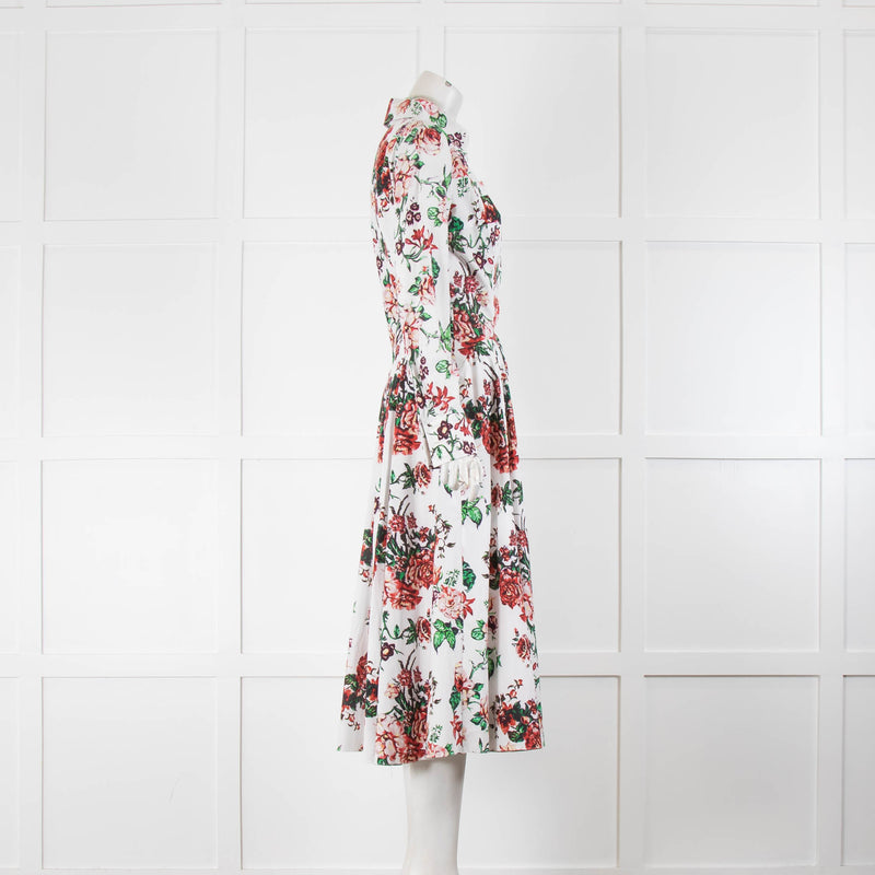 Emilia Wickstead Siouxsie White With Floral Patterned Shirt Dress