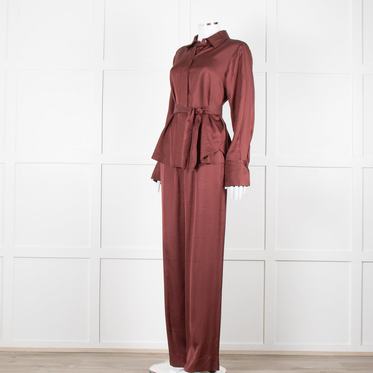 Second Female Brown Satin Collared Shirt