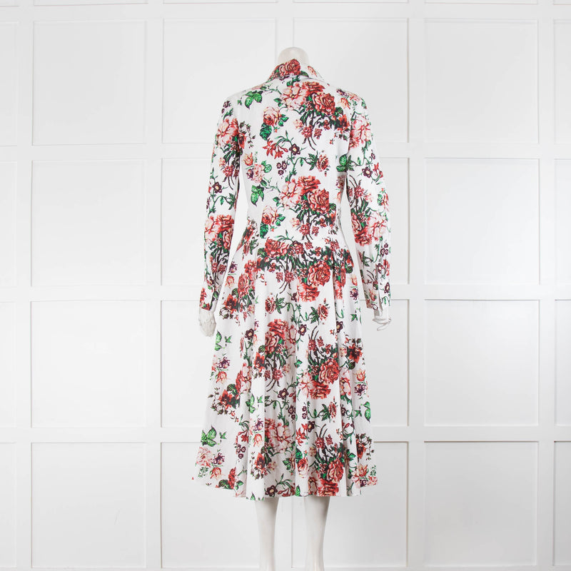 Emilia Wickstead Siouxsie White With Floral Patterned Shirt Dress