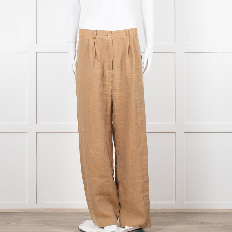 Mes Demoiselles Khaki Woven Straight Fit Trousers with Crystal Studs