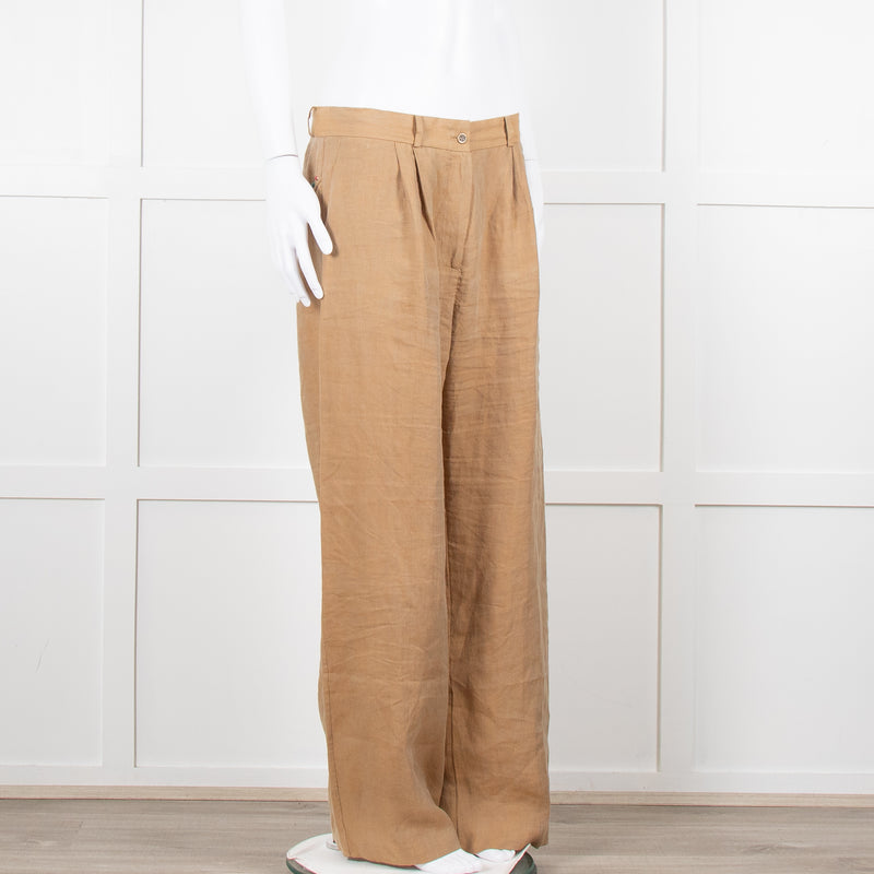 Mes Demoiselles Khaki Woven Straight Fit Trousers with Crystal Studs