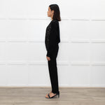 Michael Kors Black Cashmere Cardigan With Lace And Nude Front