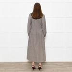 Mondo Corsini Beige and Black Micro Check Midi Dress