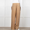 Mes Demoiselles Khaki Woven Straight Fit Trousers with Crystal Studs