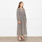 Mondo Corsini Beige and Black Micro Check Midi Dress
