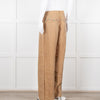 Mes Demoiselles Khaki Woven Straight Fit Trousers with Crystal Studs
