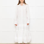 Sea New York White Cotton Tiered Shirt Dress