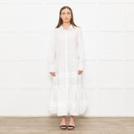 Sea New York White Cotton Tiered Shirt Dress