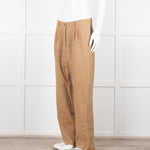 Mes Demoiselles Khaki Woven Straight Fit Trousers with Crystal Studs