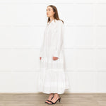 Sea New York White Cotton Tiered Shirt Dress