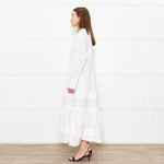 Sea New York White Cotton Tiered Shirt Dress