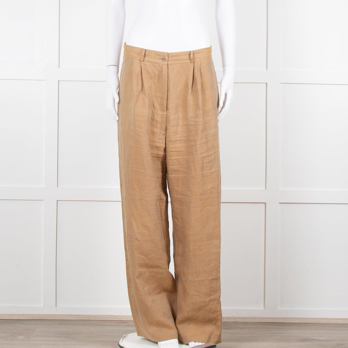 Mes Demoiselles Khaki Woven Straight Fit Trousers with Crystal Studs