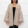 Panapufa Loose Knit Beige Fluffy Cardigan