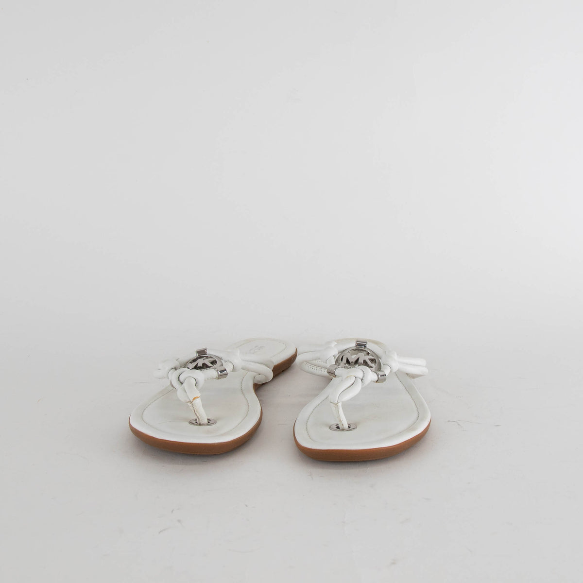 Michael By Michael Kors White MK Flat Flip Flops