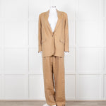 Mes Demoiselles Khaki Woven Straight Fit Trousers with Crystal Studs