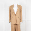 Mes Demoiselles Khaki Woven Straight Fit Blazer with Crystal Studs