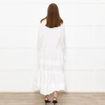 Sea New York White Cotton Tiered Shirt Dress