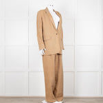 Mes Demoiselles Khaki Woven Straight Fit Trousers with Crystal Studs