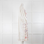 Rianna + Nina One of a Kind White Cotton, Floral & Lazer Cut Maxi Dress