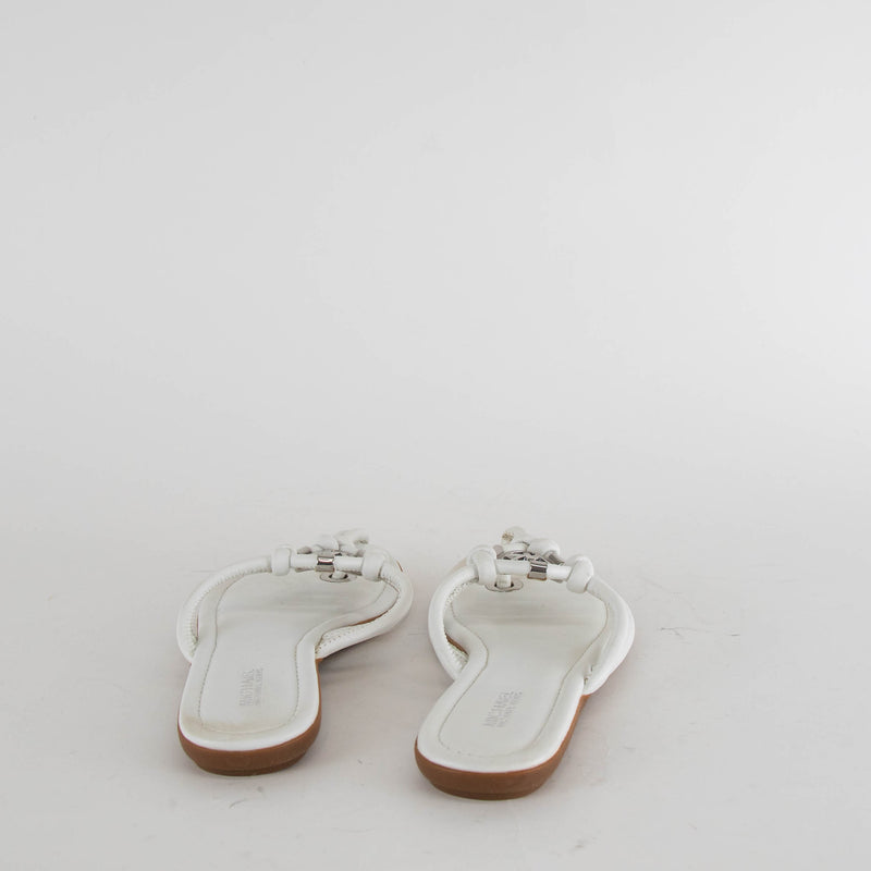 Michael By Michael Kors White MK Flat Flip Flops