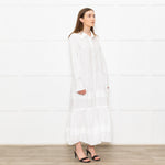 Sea New York White Cotton Tiered Shirt Dress