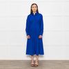 Max Mara Electric Blue Pintuck Waist Shirt Dress