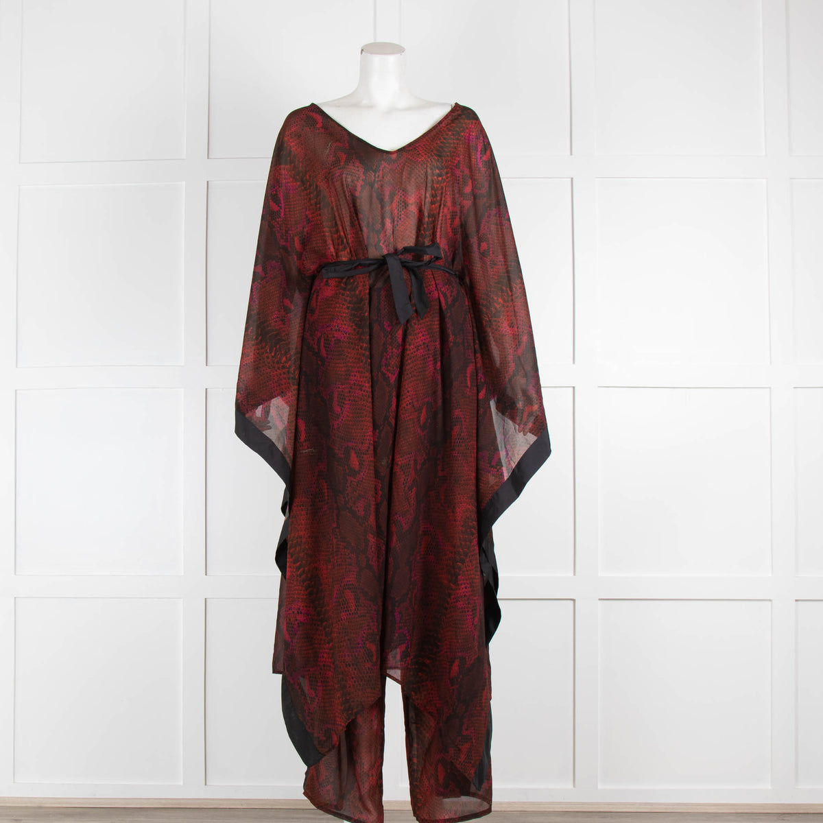 Roberto Cavalli Beachwear Red Python Print Trousers
