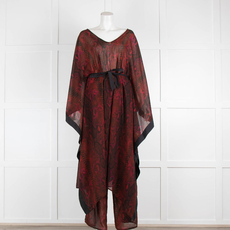 Roberto Cavalli Beachwear Red Python Print Trousers