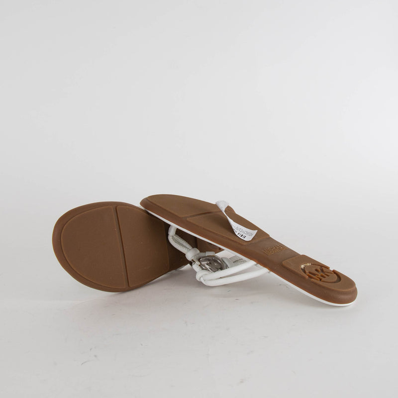 Michael By Michael Kors White MK Flat Flip Flops