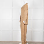 Mes Demoiselles Khaki Woven Straight Fit Trousers with Crystal Studs