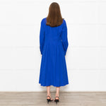 Max Mara Electric Blue Pintuck Waist Shirt Dress