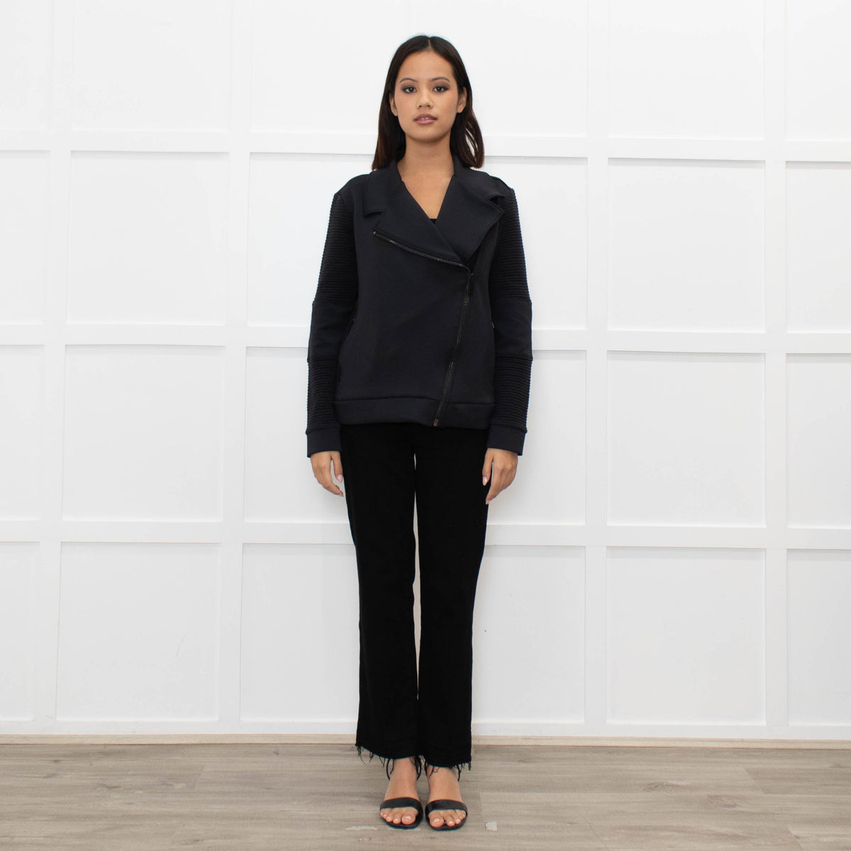 Alala Black Fabric Biker Style Jacket