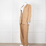 Mes Demoiselles Khaki Woven Straight Fit Trousers with Crystal Studs
