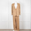 Mes Demoiselles Khaki Woven Straight Fit Blazer with Crystal Studs