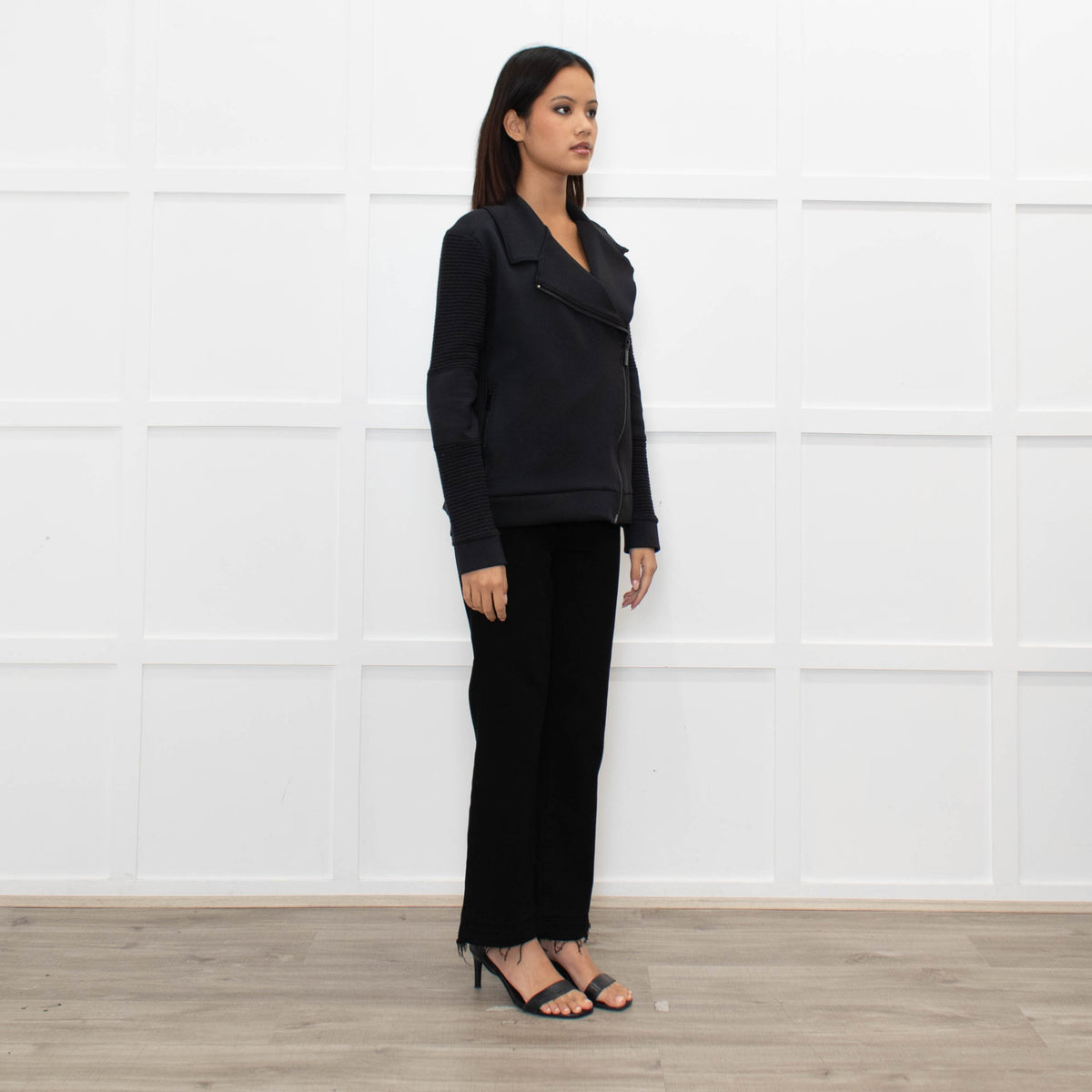 Alala Black Fabric Biker Style Jacket