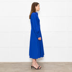 Max Mara Electric Blue Pintuck Waist Shirt Dress