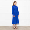 Max Mara Electric Blue Pintuck Waist Shirt Dress