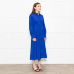Max Mara Electric Blue Pintuck Waist Shirt Dress