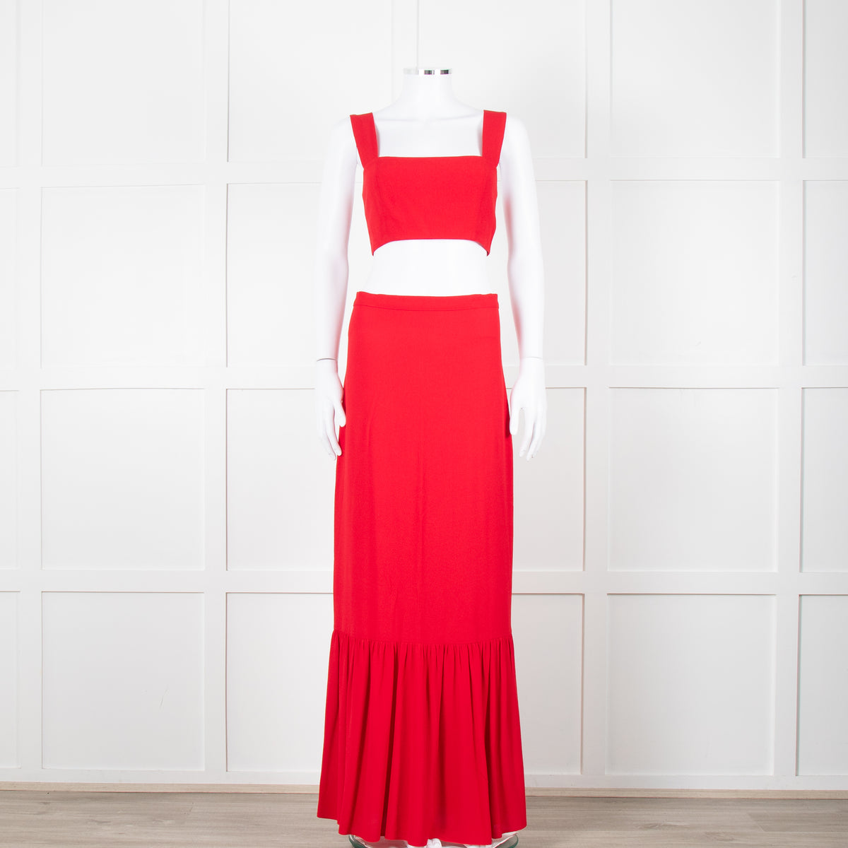 Reformation Red Cropped Co-ord with Maxi Skirt
