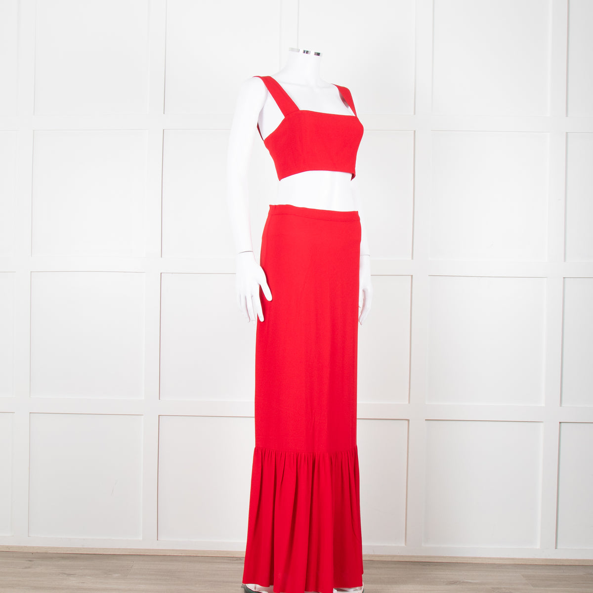 Reformation Red Cropped Co-ord with Maxi Skirt