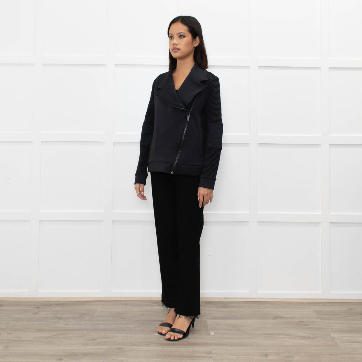 Alala Black Fabric Biker Style Jacket