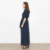 Mara Hoffman Dark Blue Short Sleeve Tie Waist Shirt Dress