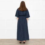 Mara Hoffman Dark Blue Short Sleeve Tie Waist Shirt Dress
