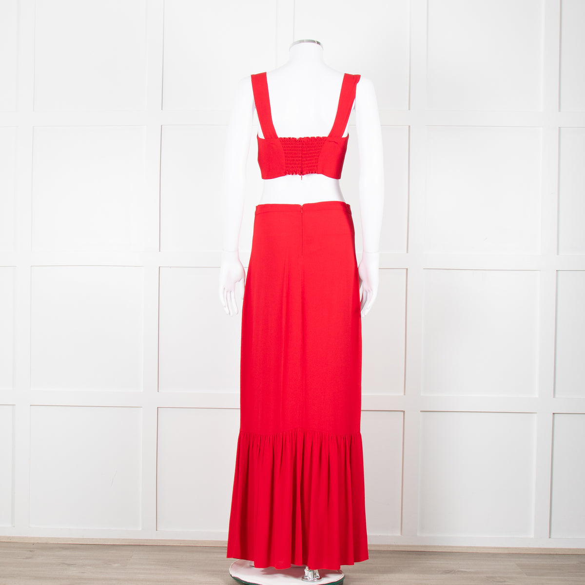 Reformation Red Cropped Co-ord with Maxi Skirt