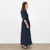 Mara Hoffman Dark Blue Short Sleeve Tie Waist Shirt Dress