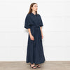 Mara Hoffman Dark Blue Short Sleeve Tie Waist Shirt Dress