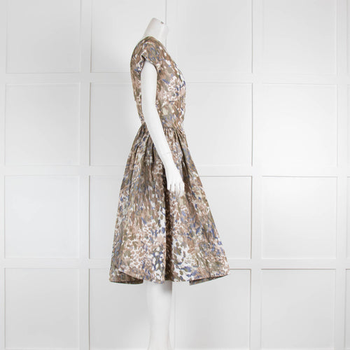 Vivienne Westwood Khaki Cream Print Small Sleeves Midi Dress